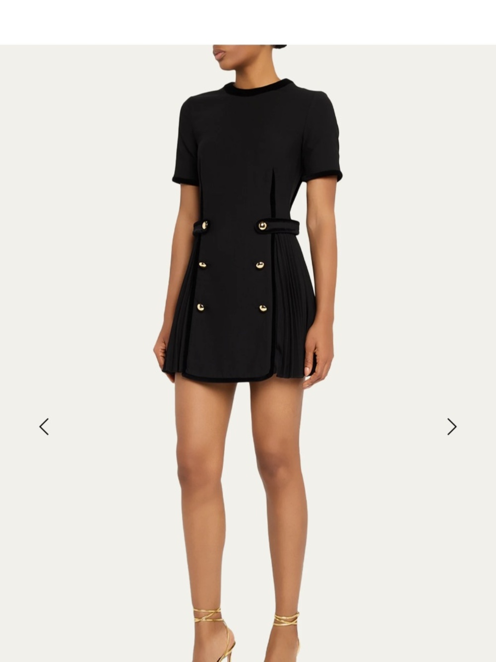 SIMKHAI Doria Short-Sleeve Velvet-Trim Mini Dress
